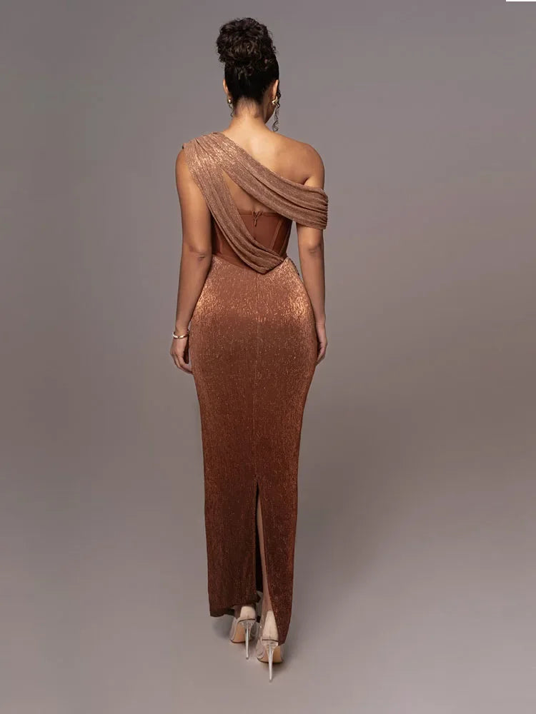 Evadne | Women’s One-Shoulder Luxe Maxi Dress