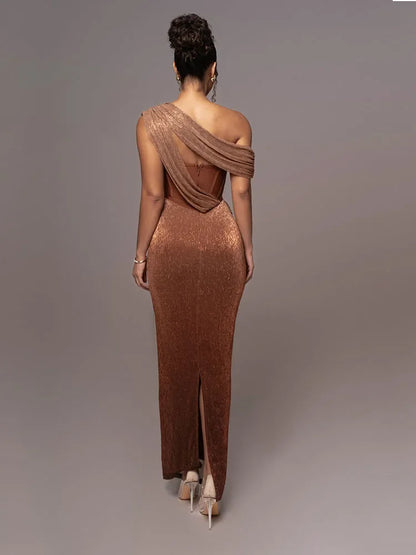 Evadne | Women’s One-Shoulder Luxe Maxi Dress