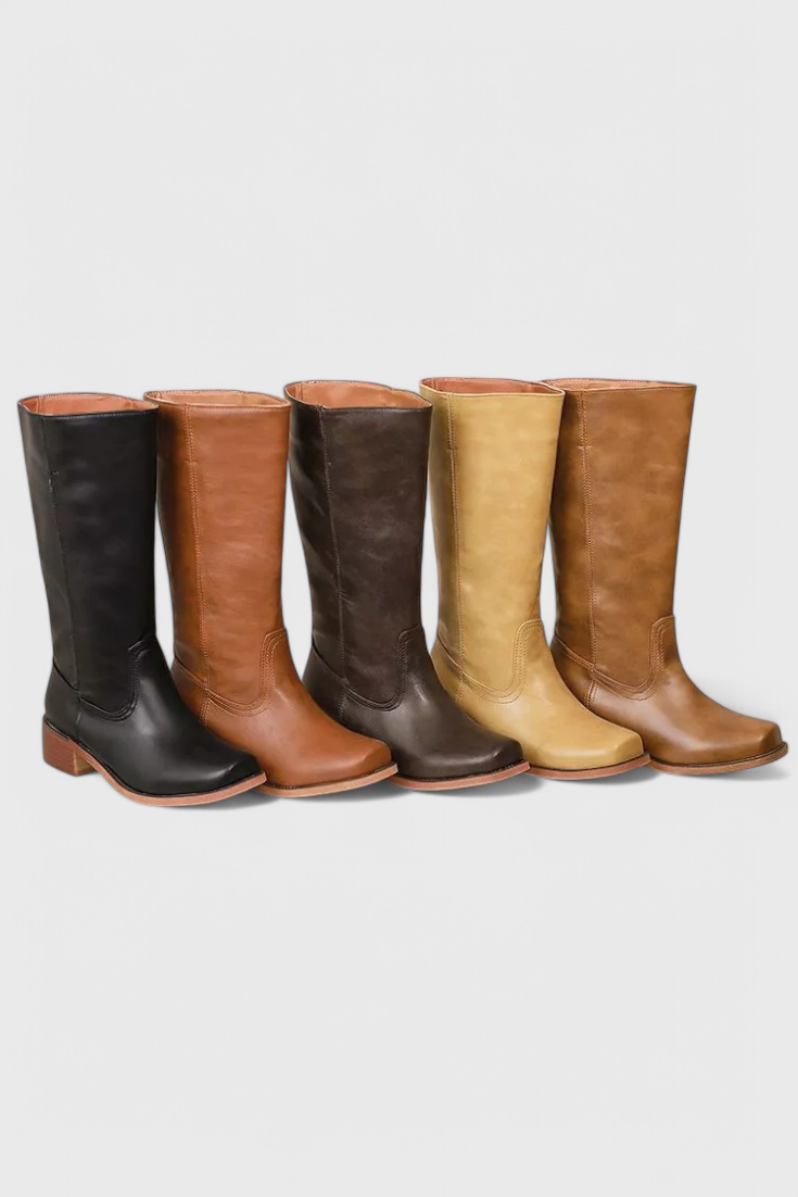Calindra | Women’s Knee-High Boots with Stacked Heel