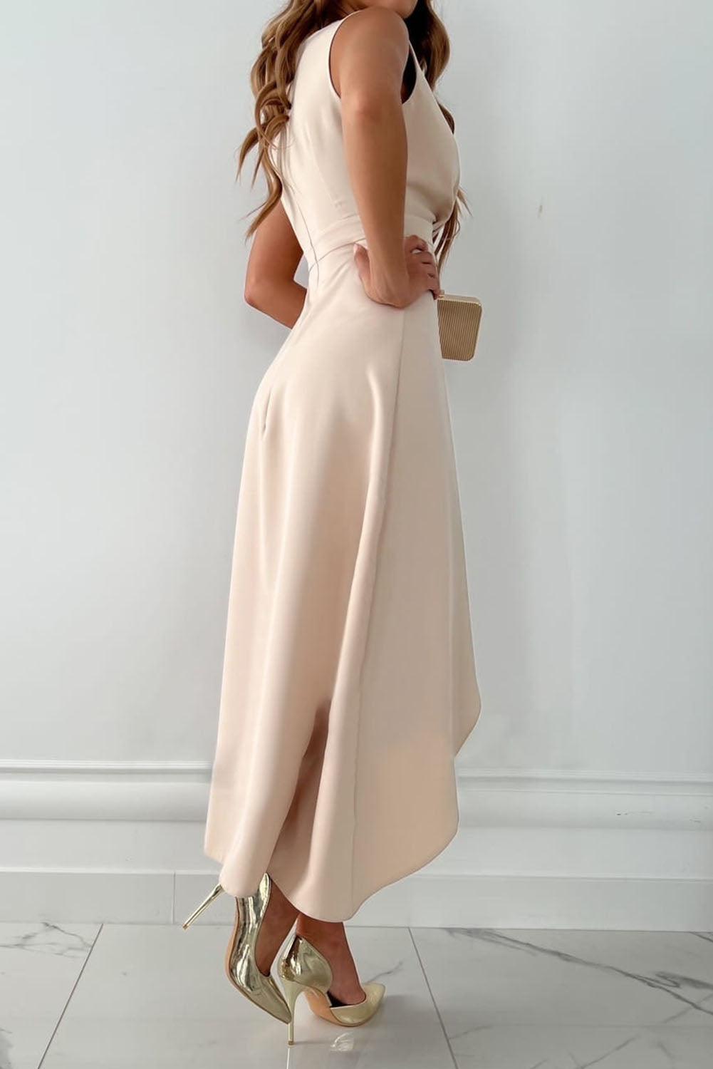 Marivelle | Women’s Sleeveless Wrap Maxi Dress with Asymmetrical Hem
