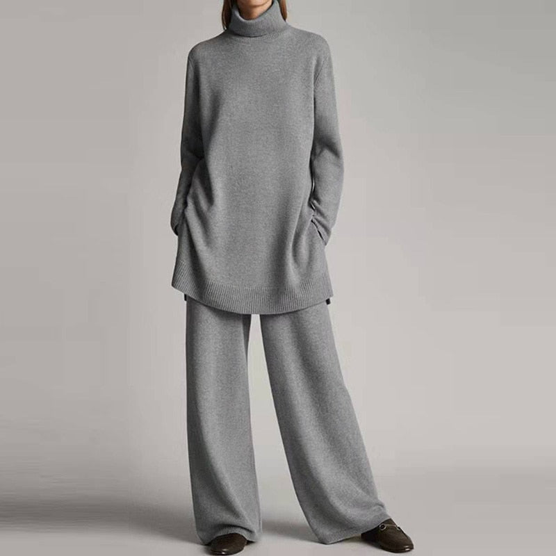 Norelle | Women’s Two-Piece Turtleneck Loungewear Set with Wide-Leg Pants