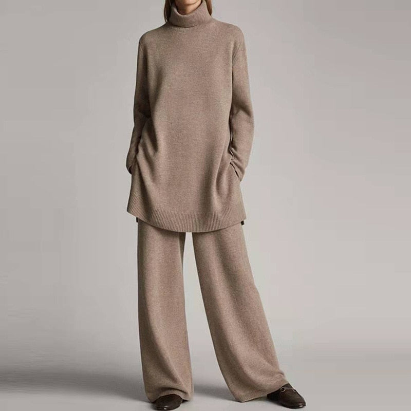 Norelle | Women’s Two-Piece Turtleneck Loungewear Set with Wide-Leg Pants