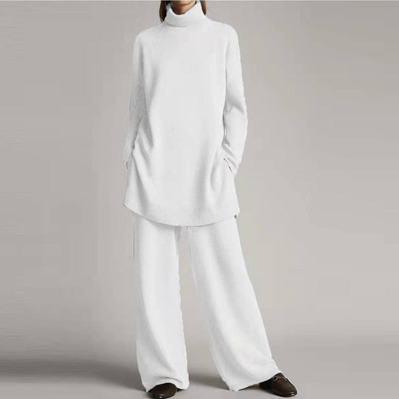 Norelle | Women’s Two-Piece Turtleneck Loungewear Set with Wide-Leg Pants