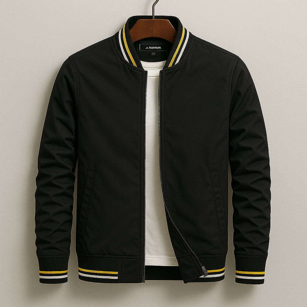 Calveris | Men’s Zip Bomber Jacket with Ribbed Trim