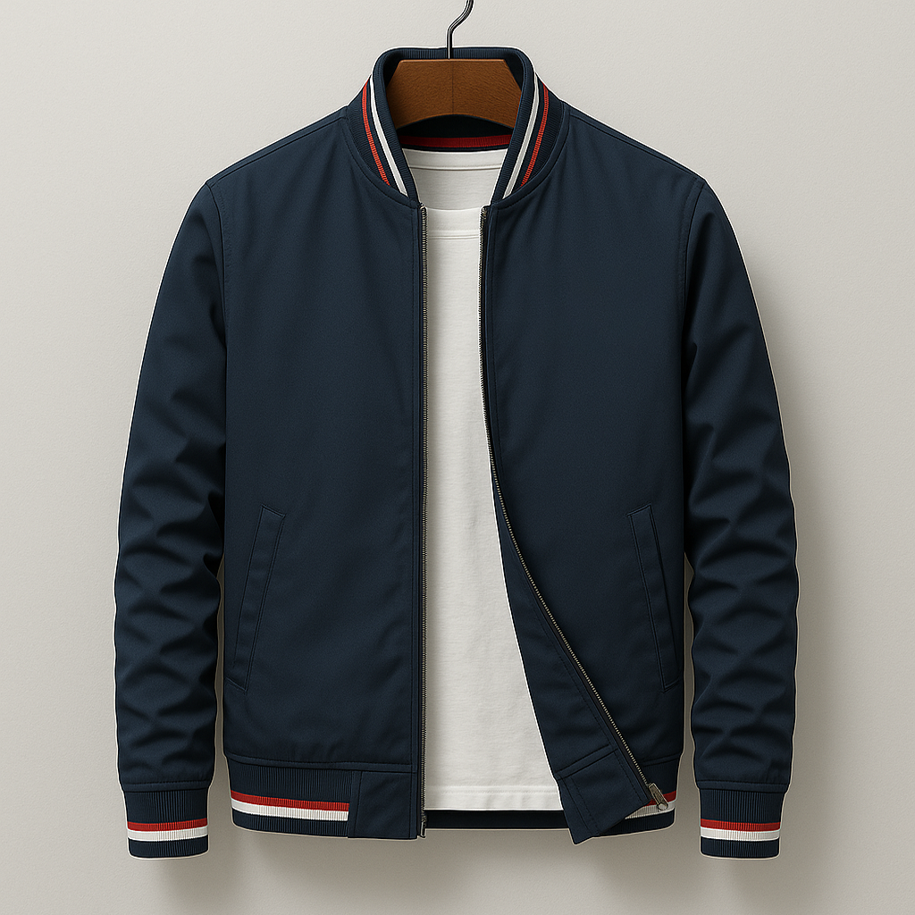 Calveris | Men’s Zip Bomber Jacket with Ribbed Trim