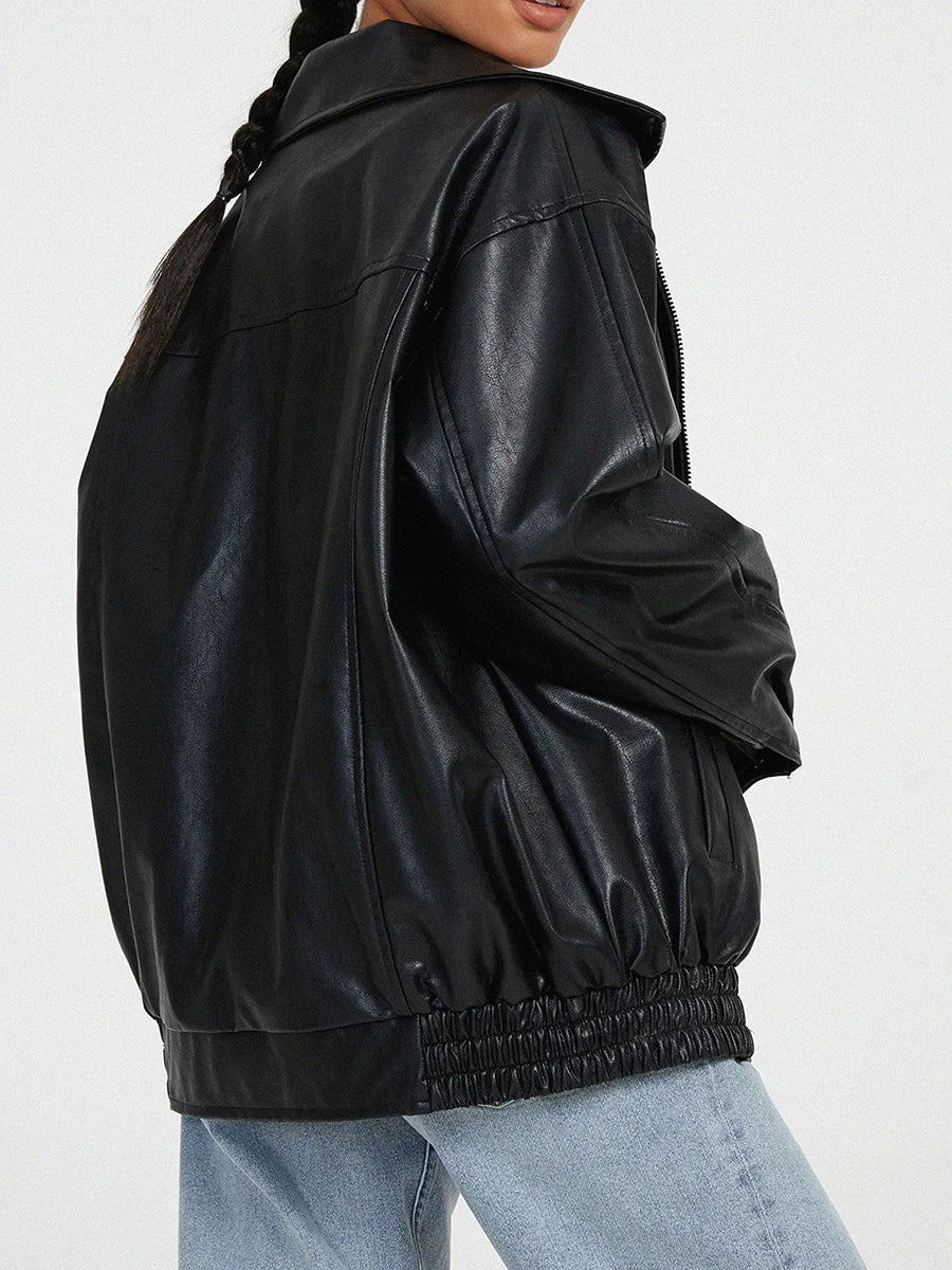 Virellae | Women’s Oversized Leather Bomber Jacket