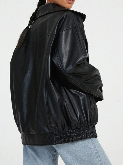 Virellae | Women’s Oversized Leather Bomber Jacket