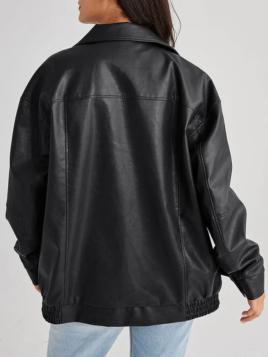 Virellae | Women’s Oversized Leather Bomber Jacket
