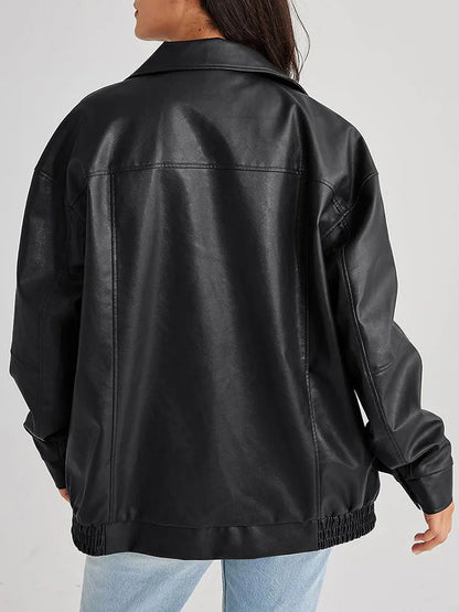 Virellae | Women’s Oversized Leather Bomber Jacket