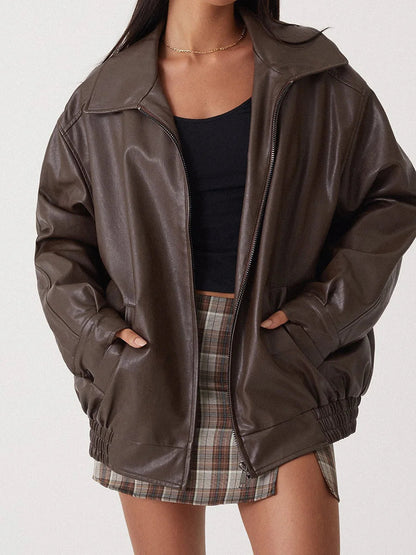 Virellae | Women’s Oversized Leather Bomber Jacket