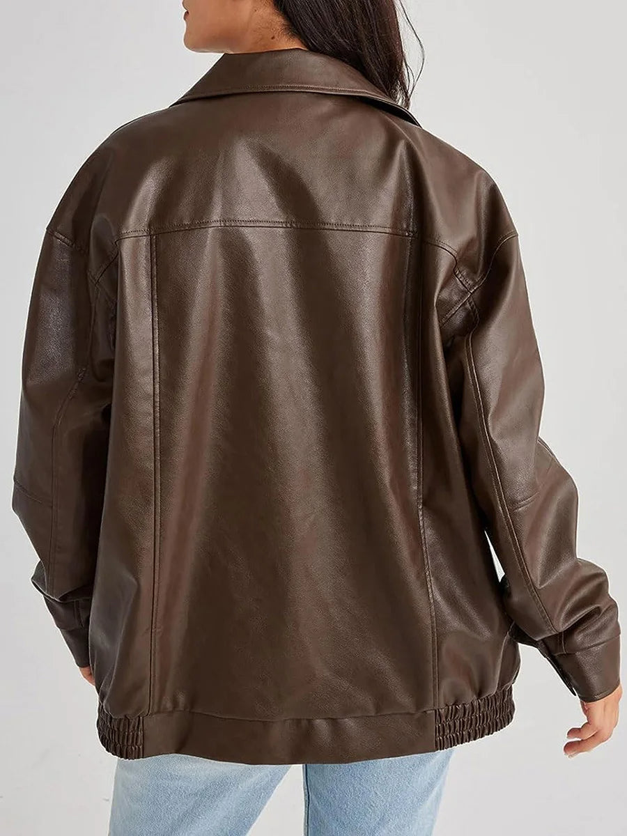 Virellae | Women’s Oversized Leather Bomber Jacket