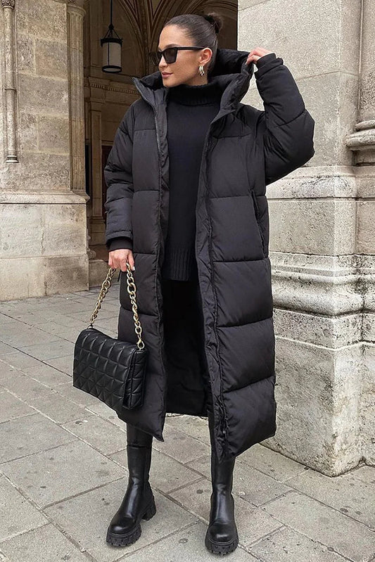 Noemi | Women’s Long Quilted Puffer Coat with High Neck and Hood