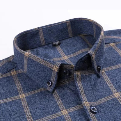 Brexton | Men’s Long-Sleeve Checkered Shirt with Button-Down Collar