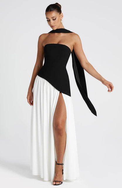 Alviera | Women’s Strapless Maxi Dress with Asymmetric Waist