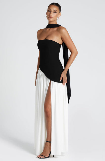 Alviera | Women’s Strapless Maxi Dress with Asymmetric Waist