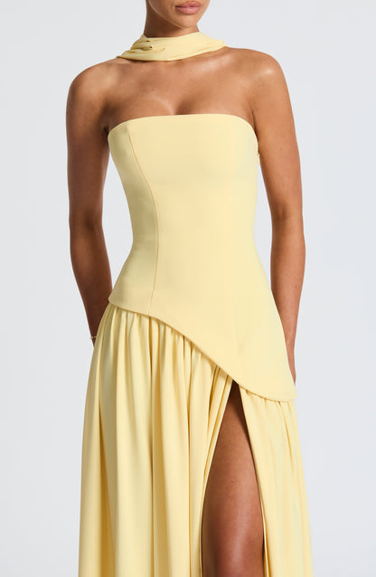 Alviera | Women’s Strapless Maxi Dress with Asymmetric Waist
