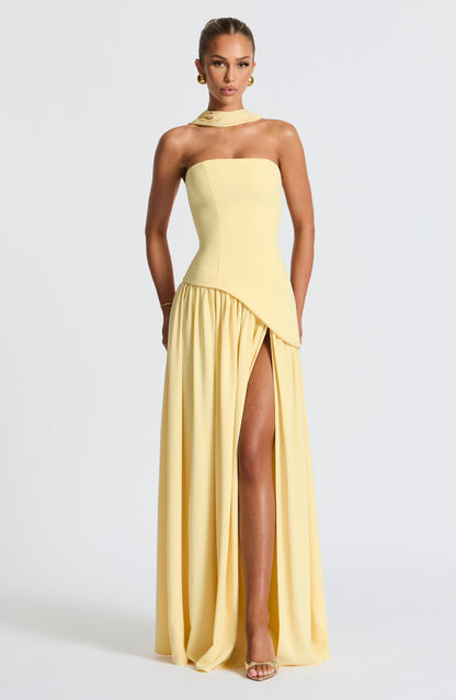 Alviera | Women’s Strapless Maxi Dress with Asymmetric Waist