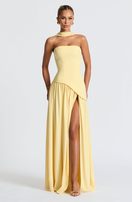 Alviera | Women’s Strapless Maxi Dress with Asymmetric Waist