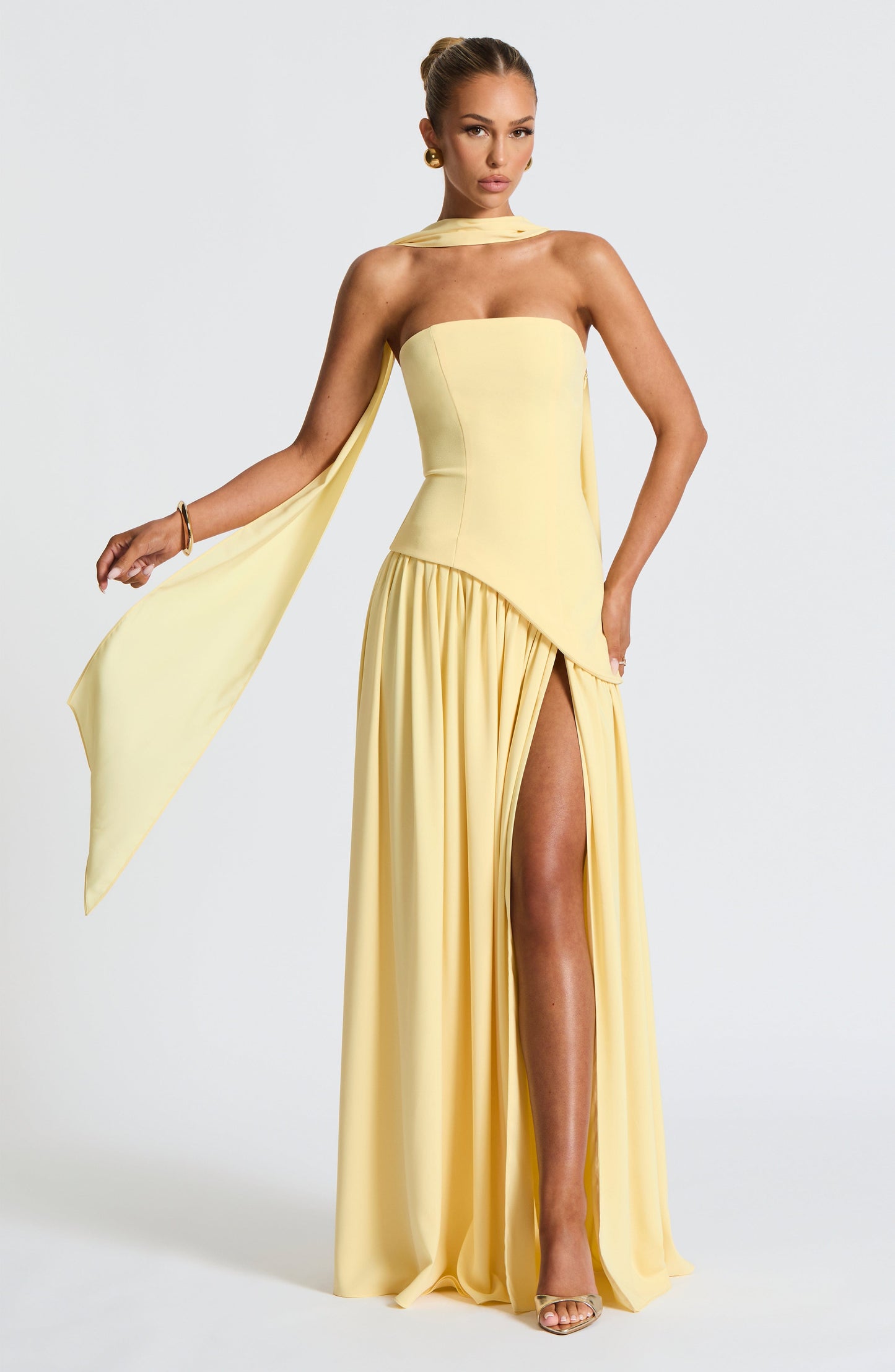 Alviera | Women’s Strapless Maxi Dress with Asymmetric Waist