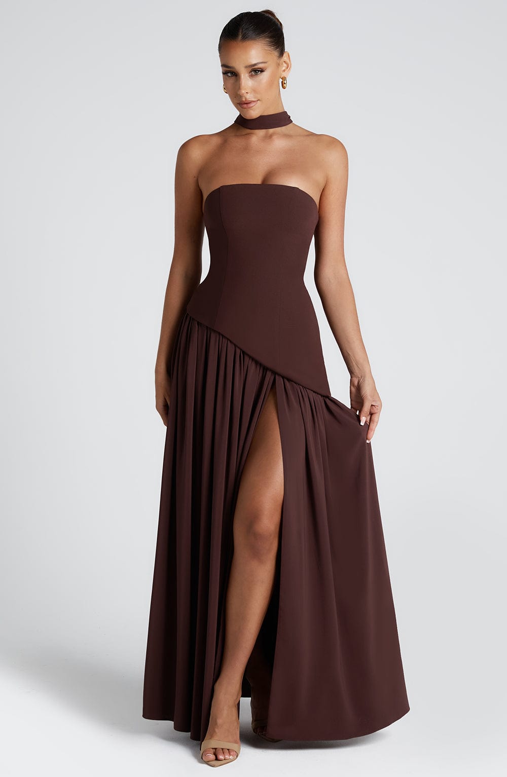 Alviera | Women’s Strapless Maxi Dress with Asymmetric Waist