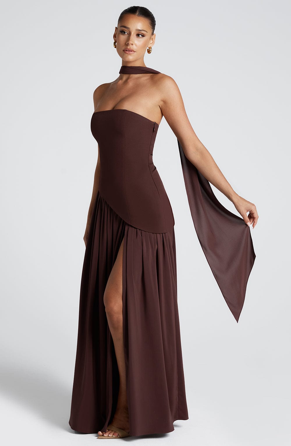 Alviera | Women’s Strapless Maxi Dress with Asymmetric Waist