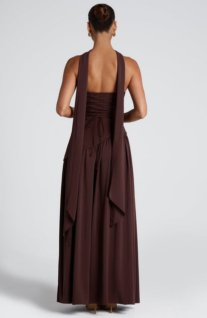Alviera | Women’s Strapless Maxi Dress with Asymmetric Waist
