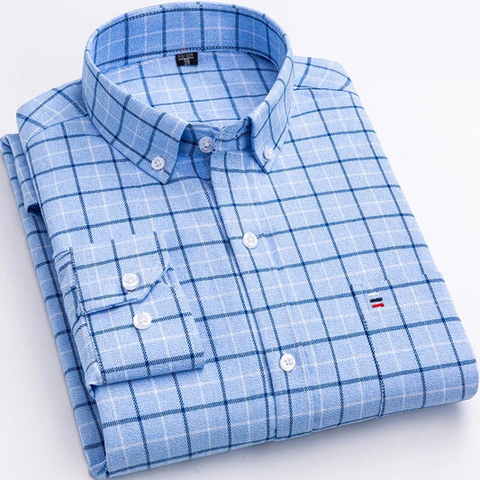 Brexton | Men’s Long-Sleeve Checkered Shirt with Button-Down Collar