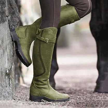 Norvella | Women’s Knee-High Waterproof Boots with Buckle Strap