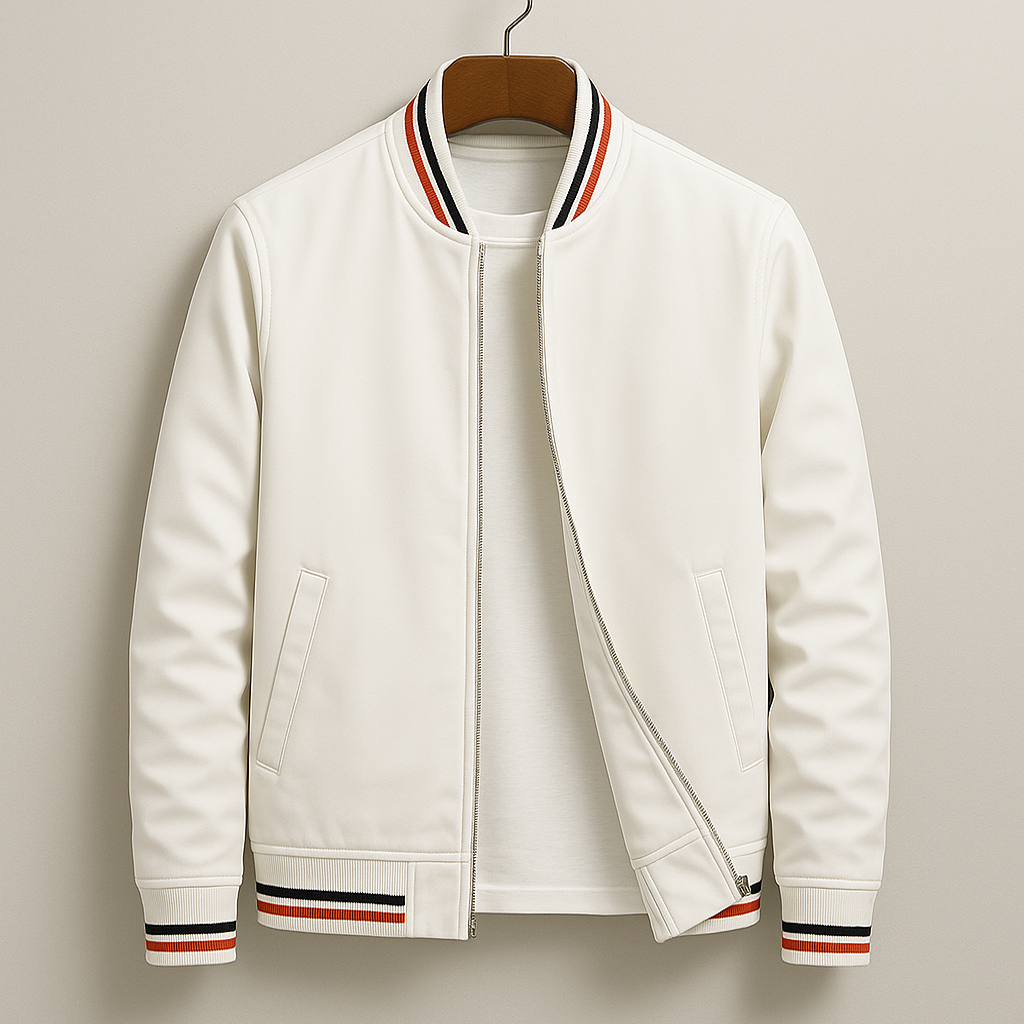 Calveris | Men’s Zip Bomber Jacket with Ribbed Trim