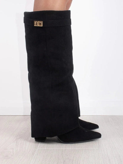 Velmora | Women’s Knee-High Boots with Flared Shaft and Block Heel